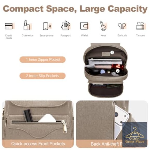 Mini Backpack Purse with RFID Wallet & Tablet Sleeve, Vegan Leather Daypack main image 4